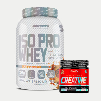 Combo Hipertrofia: Iso Whey 1kg (Doce de leite) + Creatina 