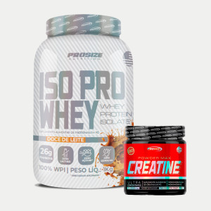 Combo Hipertrofia: Iso Whey 1kg (Doce de leite) + Creatina 