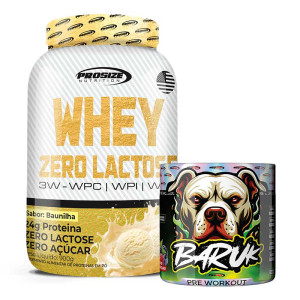 Kit Whey Zero Lactose Baunilha + Baruk - Pro Size Nutrition