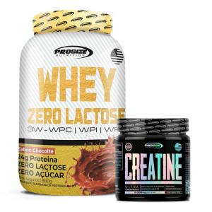 Kit Whey Zero Lactose Chocolate + Creatina 300g - Pro Size Nutrition